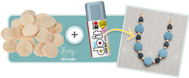 Bisutería de madera Lucy - by Artemio ® Bonitos efectos con la pintura satinada mate de Marabu do it!