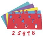 Moosgummi-Zahlen, 150 Zahlen farbig sortiert