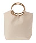 Borsa in cotone, manici di legno, 1 pezzo