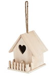 Deko-Holz-Vogelhaus mit Zaun (ca. 12 x 17 x 13 cm)