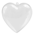 Cuore in acrilico, 80 mm, 2 parti, trasparente