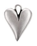 Metalen hanger 'Hart', 28 x 37 mm, platina