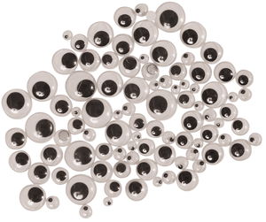 Set economico occhi mobili 20pzx4,6,8,10mm, 100 pz