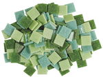 Mosaik-Glassteine, 200 g gr�n-Mix    (10 x 10 mm)