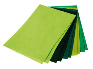 Bastelfilz,  10 Platten Gr�nt�ne     (20 x 30 cm)