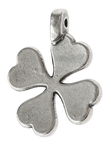 Metalen hanger "Klavertje vier", � 15 mm, zilver
