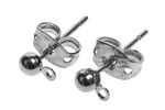 CLOUS D'OREILLE EN METAL 5MM ARGENTE /2PCS
