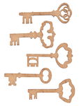 Chiavi MDF, ca. 7 x 3,5 cm, naturale, set da 5