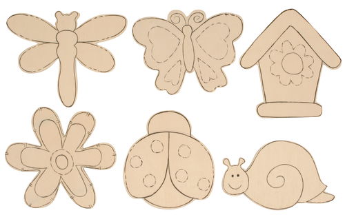 Motivos infantiles de madera para pintar , 6 ud. - Opitec