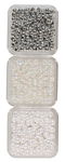 Perline Trio 'Rotondo', �3mm, bianco/trasp/argento