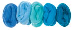 Merino-Kammzug, superfein 5 Farben � 10g Blau-T�ne