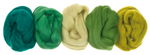 Merino-Kammzug, superfein 5 Farben � 10g Gr�n-T�ne