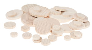 Dischi di legno, assortiti, 35 pezzi