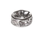 Metall-Strass-Rondell, silberfarben-kristall(5 mm)