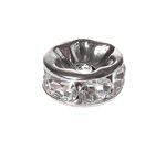 Metall-Strass-Rondell, silberfarben-kristall(8 mm)