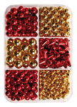 Mix di perline metallic,rosso/dorato,ca.280pz