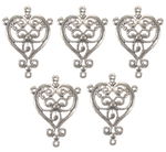 INTERCALAIRES 'COEUR' METAL 25X35MM ARGENTE /5PCS