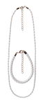 Flechtlederband wei�, Collier 45 cm/Armband 16 cm