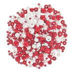 Sparpack: Holzf�delperlen, 100 g rot/wei� II. Wahl