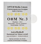 Kunstststof lens nr. 3, � 16,5/brandpunt +30 mm