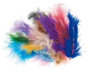 Marabufedern,  15 St�ck bunt sortiert (8 - 10 cm)