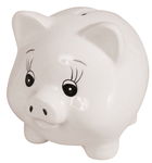 Sparschwein Keramik, wei�/zum �ffnen (10 x 8 cm)