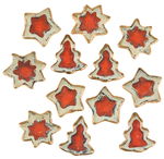 Miniature di ceramica stella e albero,12 pezzi