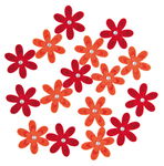 Streuteile Filz, 16 St�ck Blumen rot/orange