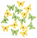 Streuteile Filz, 16 St�ck Schmetterling gelb/gr�n
